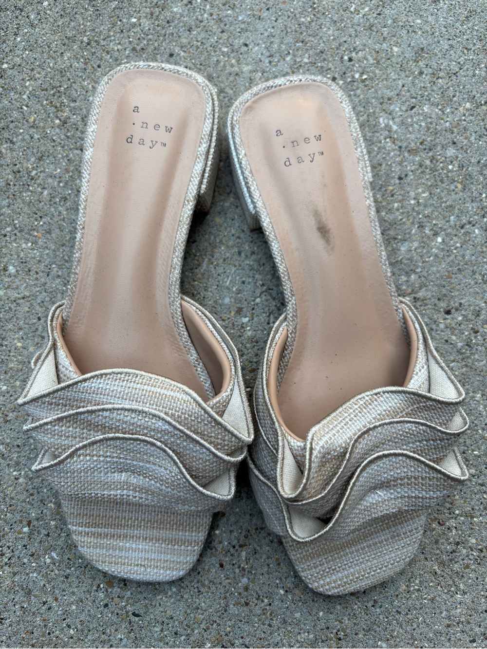 a new day Cream Layered Ruffle Slide Mules